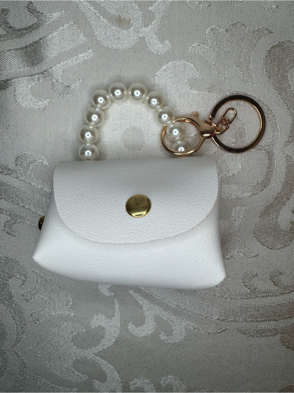New White Pearl-Handle Mini Purse Keychain Bag charm
